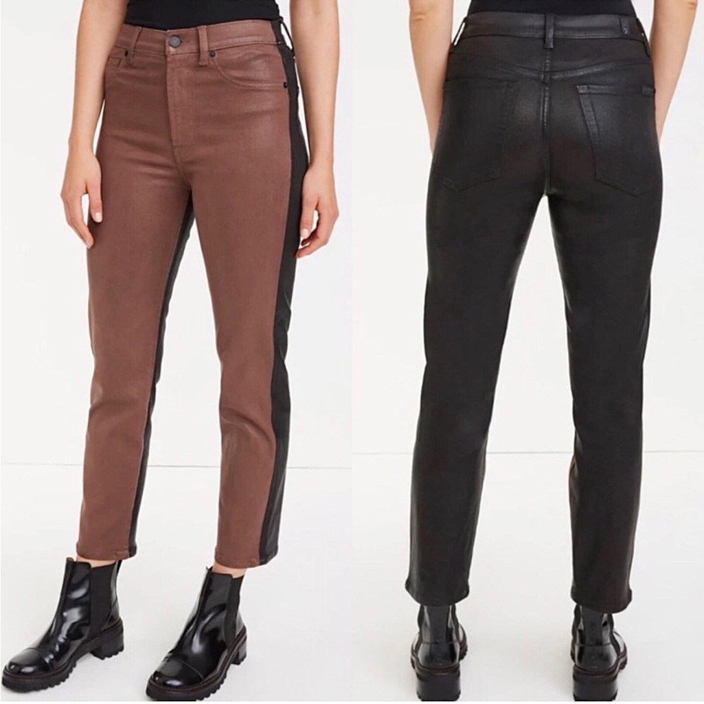 7 For All Mankind Two Tone Cropped Straight Jeans